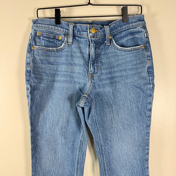 J.Crew Women's Blue Stretch Crop Mid Rise Cotton Blend Bootcut Jeans Size 28P - Picture 2 of 10